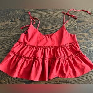 Size M red flowy cropped tank top